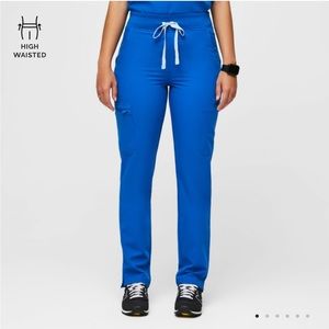 Figs High Waisted Yola Skinny Scrub Pants Royal Blue Medium Petite